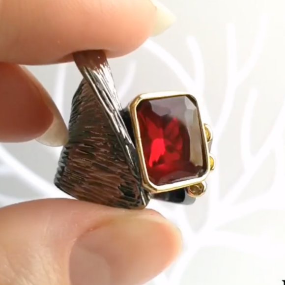 Gold Plated Red Personality Ring - Picture 15 of 17